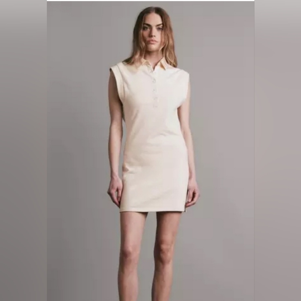 NEW Rag & Bone Mckenna Button Front Mini Polo Dress Size  XXS Antique White